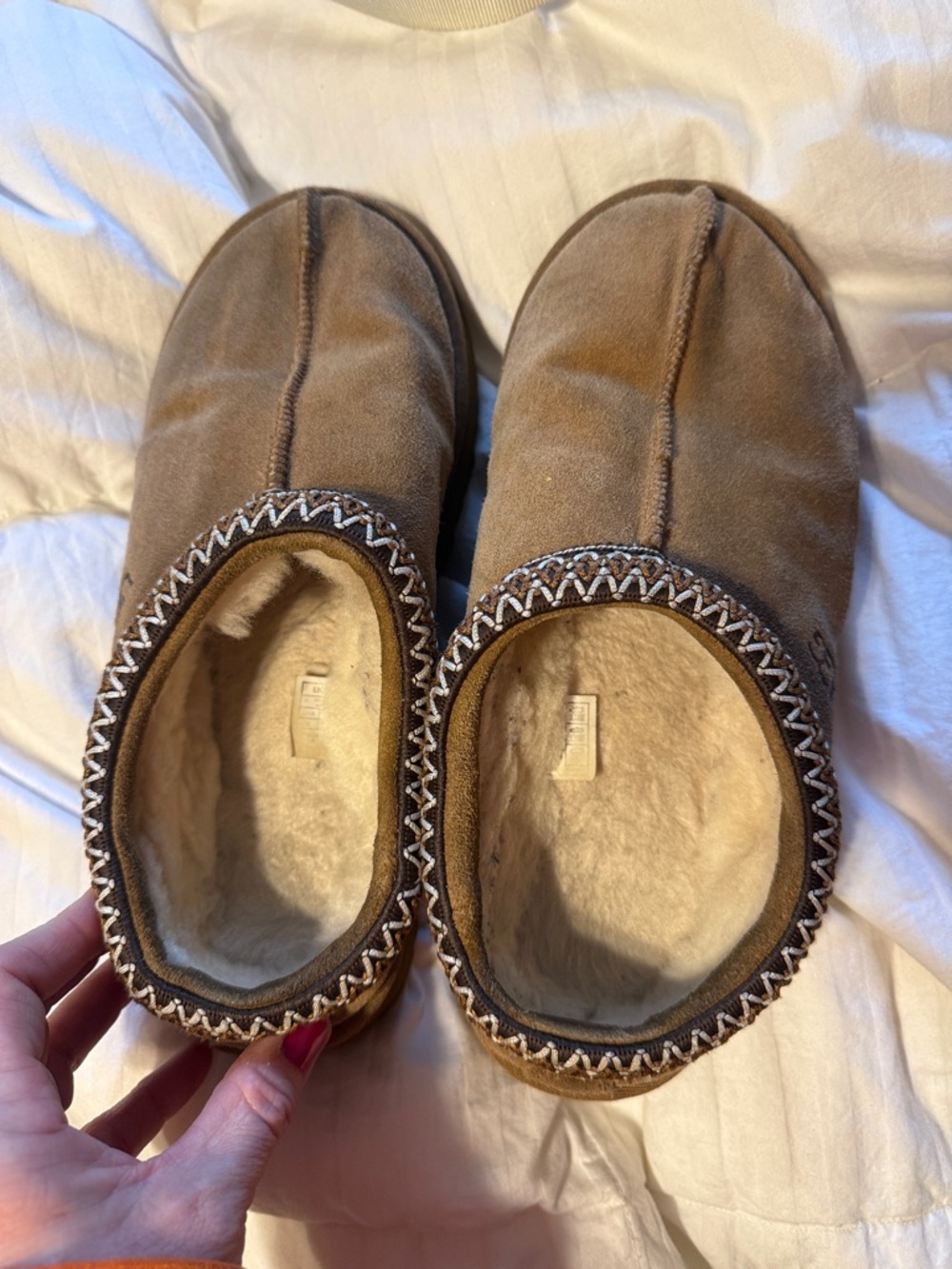 UGG Taz Cozy Tan Suede Fleece-Lined Slippers
